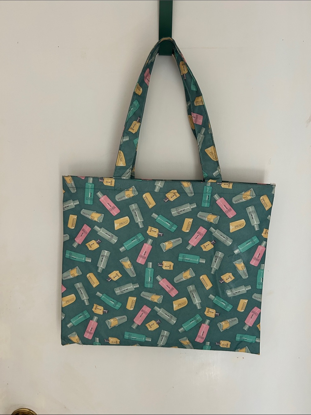 Clinique vintage Teal Cosmetic Print Tote Bag